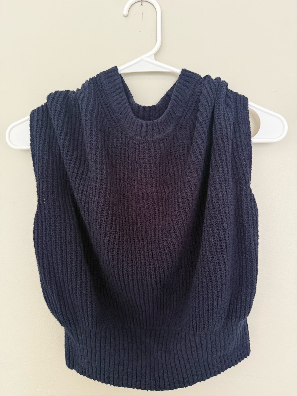 Banana Republic Navy Ribbed Sleeveless Crew Sweater